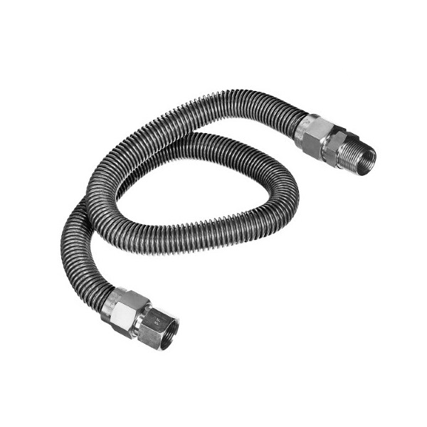Flextron Gas Line Hose 3/8'' O.D.x60'' Length 3/8" FIPx1/2" MIP Fittings, Stainless Steel Flexible Connector FTGC-SS14-60J - main